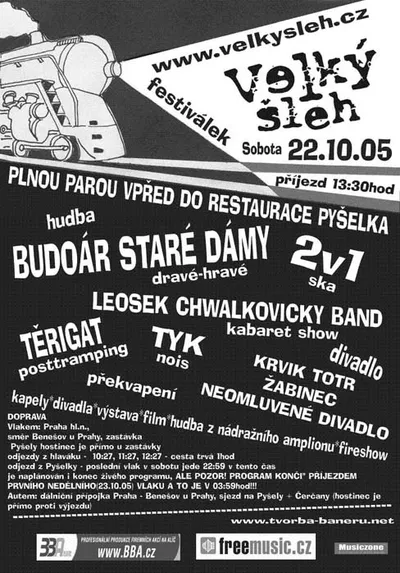 Velký šleh v Pyšelích:: plakát festivalu, kde hrál Filtr v rámci Krvik Totr